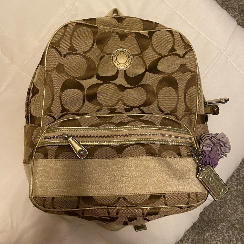 Coach gold backpack